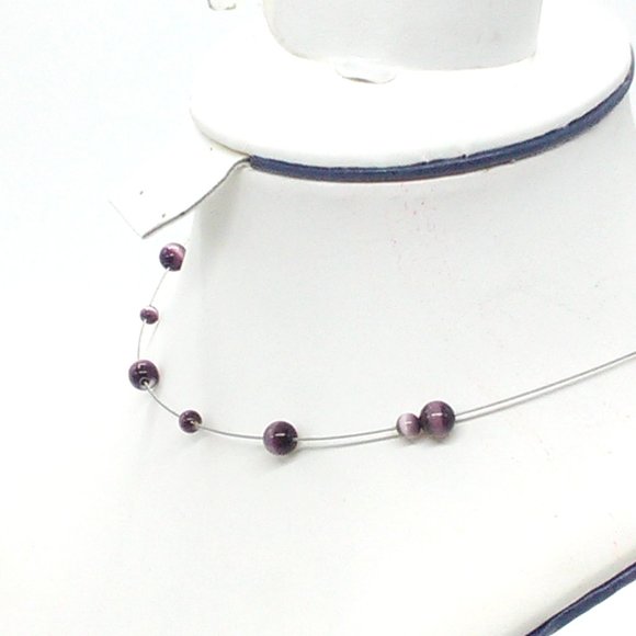 Kenneth Cole Beaded Wire Necklace 15-18" Lobster Clasp Signed - Picture 2 of 6